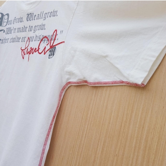 VTG Y2K Tupac Makaveli Beige Embroidered Hip Hop Streetwear Tee Shirt Size XL - Picture 8 of 8